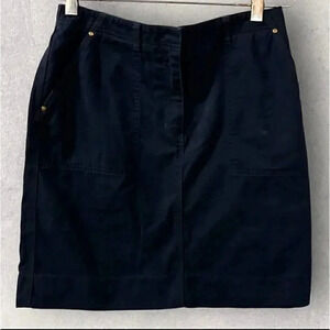 Lauren Ralph Lauren Navy Khaki Skirt Size 8, *Altered Hem, With Pockets, Cotton
